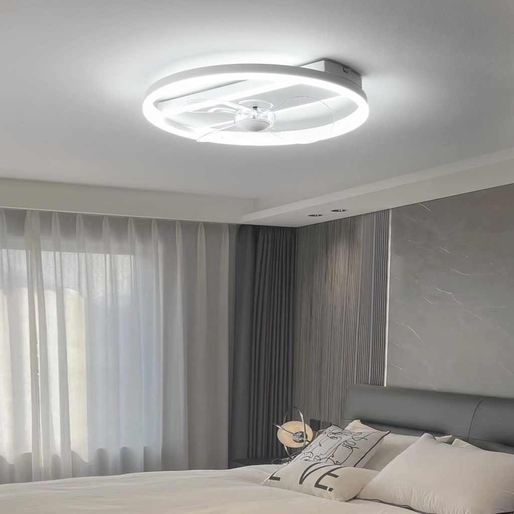 Ceiling Fan with LED Light Round Bedroom