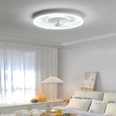Ceiling Fan with LED Light Round White Bedroom
