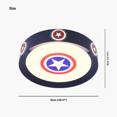 Ceiling Light Kids Bedroom Captain America Shield with Star, Iron & Acrylic