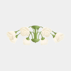 Ceiling Light Cream Rose Flower Green