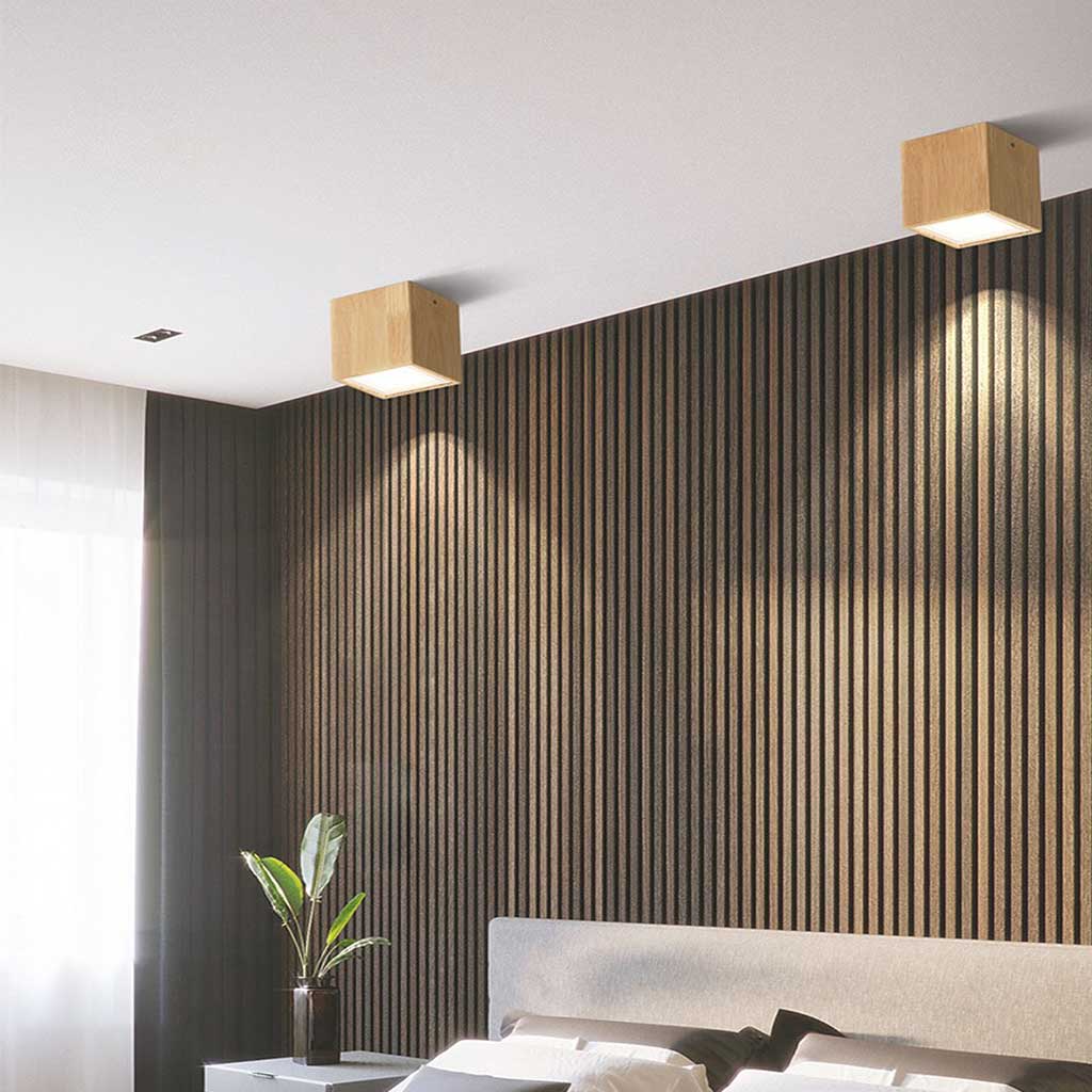 Ceiling Light Downlight Wood LED Cube Bedroom