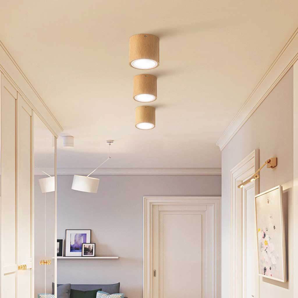 Ceiling Light Downlight Wood LED Cylinder Hallway