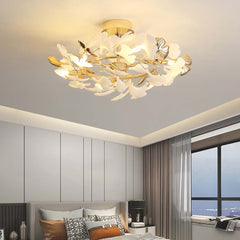 Ceiling Light Modern Art Deco Ceramic Ginkgo Leaves Bedroom