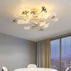 Ceiling Light Modern Art-Deco Ceramic Ginkgo Leaves Dining Room 