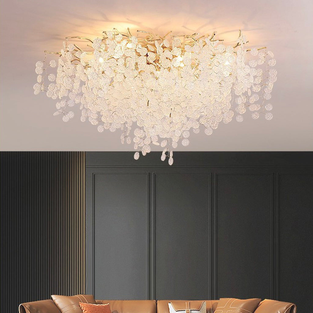 Ceiling Light Modern Branch Crystal Leaf Living Room