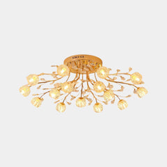 Ceiling Light Modern Glass Crystal Branch Flower 15 Lights