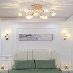 Ceiling Light Modern Glass Crystal Branch Flower Bedroom