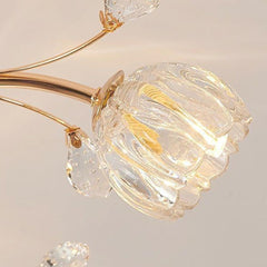 Ceiling Light Modern Glass Crystal Branch Flower Detail