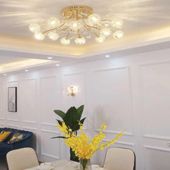 Ceiling Light Modern Glass Crystal Branch Flower Dining Room