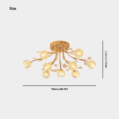 Ceiling Light Modern Glass Crystal Branch Flower Size