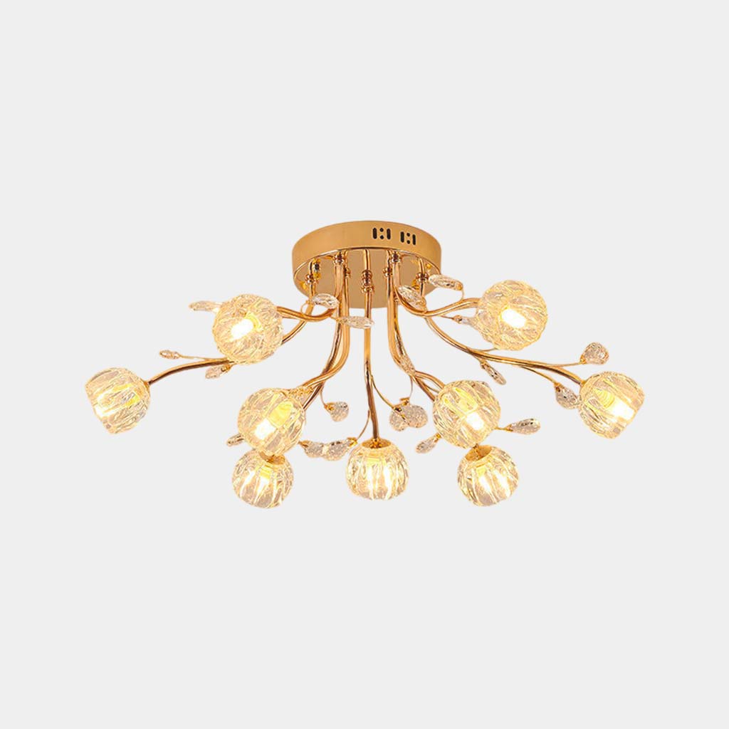 Ceiling Light Modern Glass Crystal Branch Flower