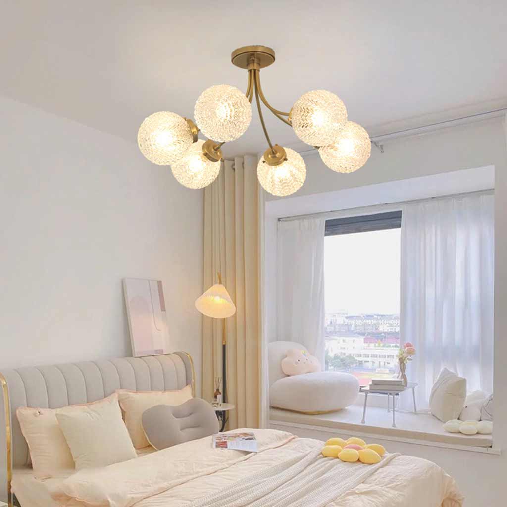 Ceiling Light Nordic Brass Glass Crystal Multi Globe Bedroom