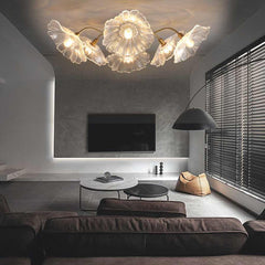 Ceiling Light Retro Glass Lotus Flower White Living Room