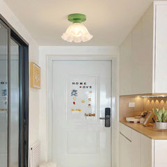 Ceiling Light Semi Flush Mount Cream Glass Hallway