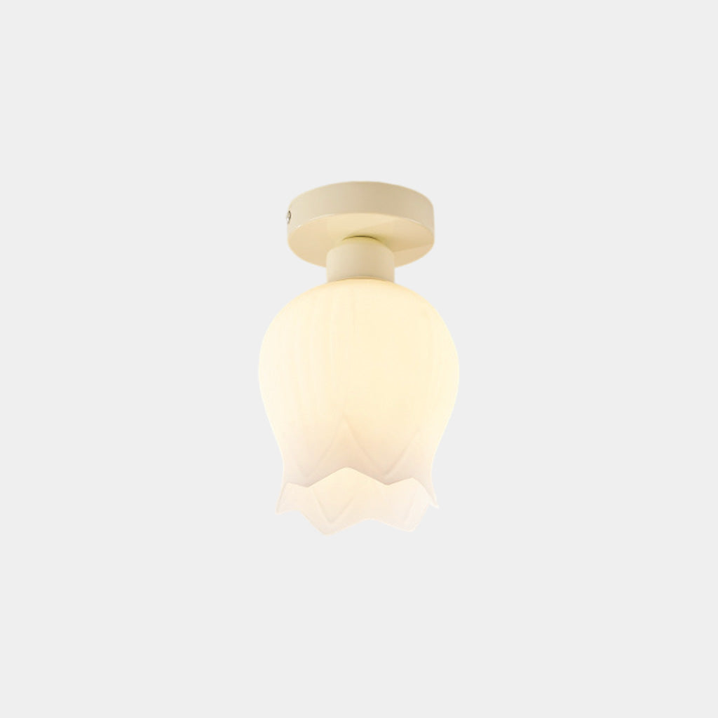 Ceiling Light Semi Flush Mount Cream Glass