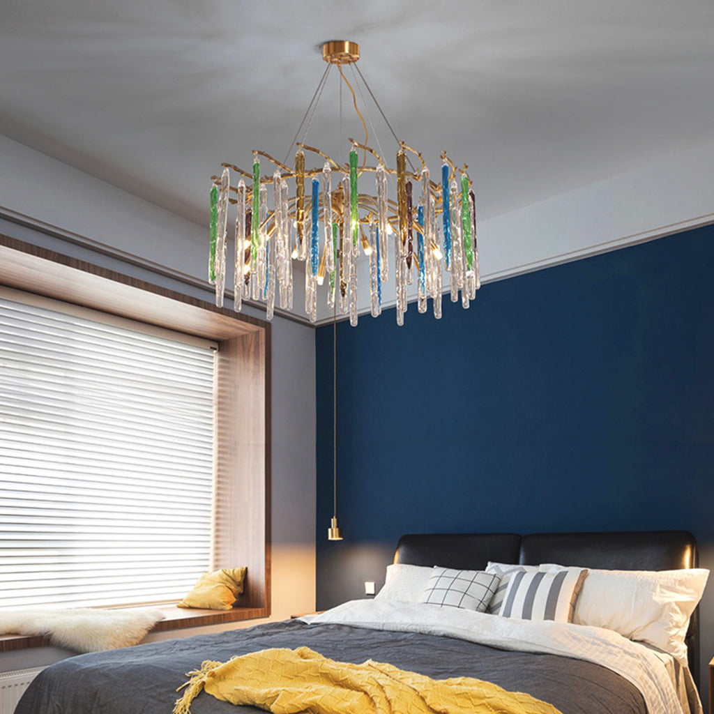 Chandelier Artistic Branch Colorful Glass Drop Bedroom