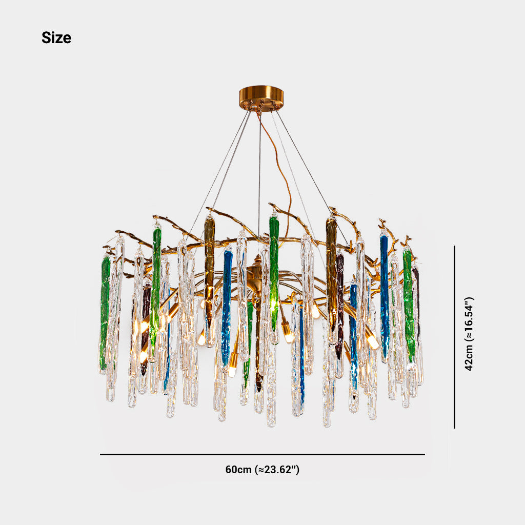 Chandelier Artistic Branch Colorful Glass Drop Size