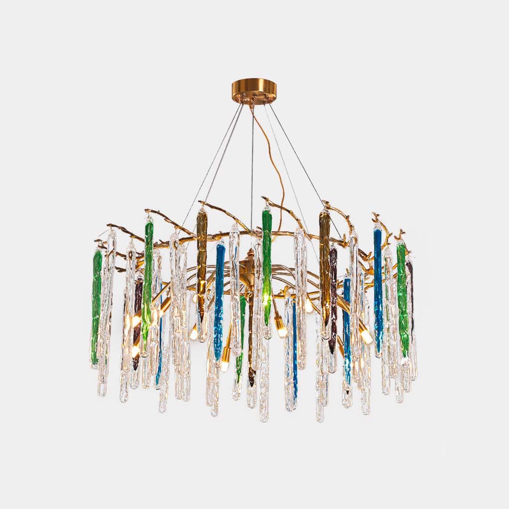 Chandelier Artistic Branch Colorful Glass Drop