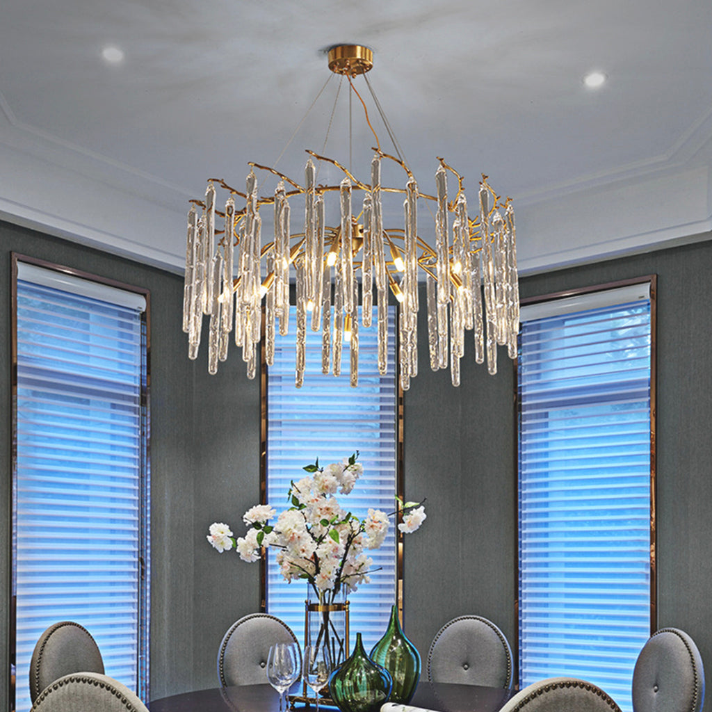 Chandelier Artistic Branch Glass Drop Transparent Dining Room