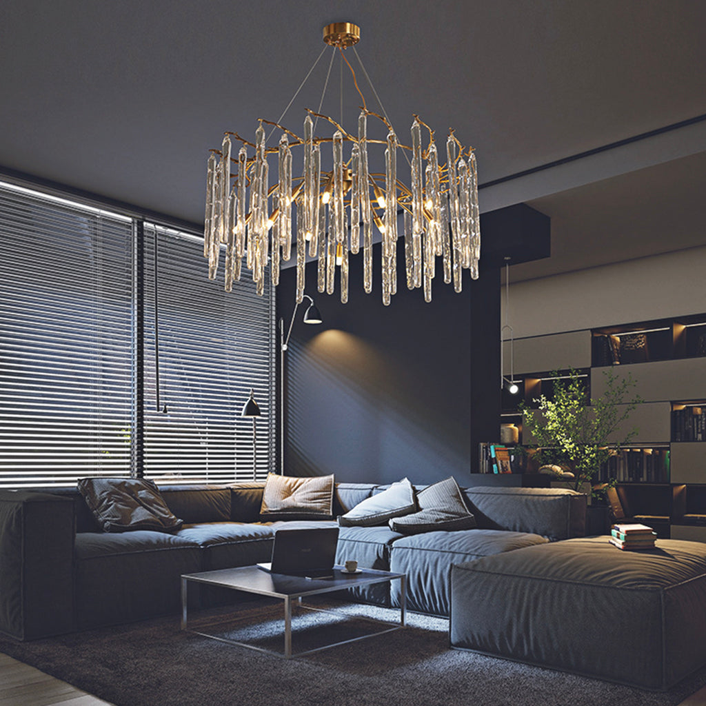 Chandelier Artistic Branch Glass Drop Transparent Living Room