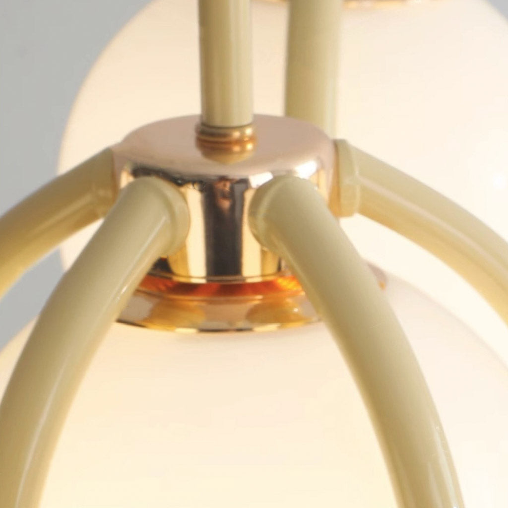 Chandelier Cream Curved Glass Ball Multi Globe Detail