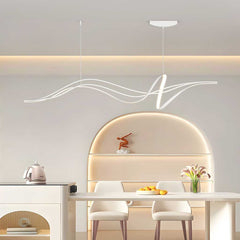 Chandelier Curved Wave LED White Dining Room