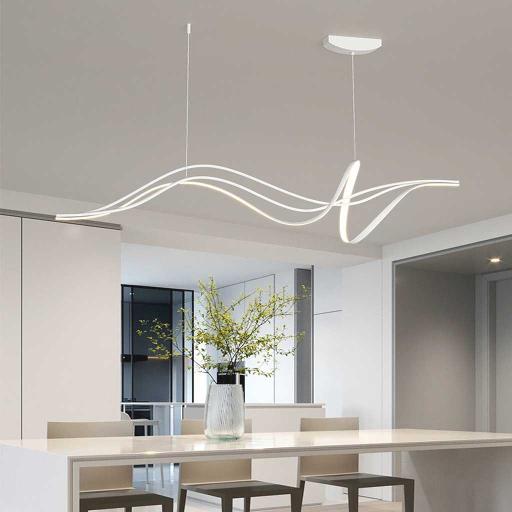Chandelier Curved Wave LED White Dining Table