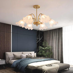 Chandelier French Glass Lily Flower Gold Bedroom