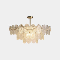 Chandelier French Pearl Tiered Glass Gold