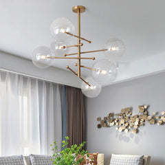 Chandelier Geometric Clear Glass Ball Bubble 6 Lights Living Room