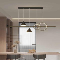 Chandelier Geometric Linear LED Black Dining Room