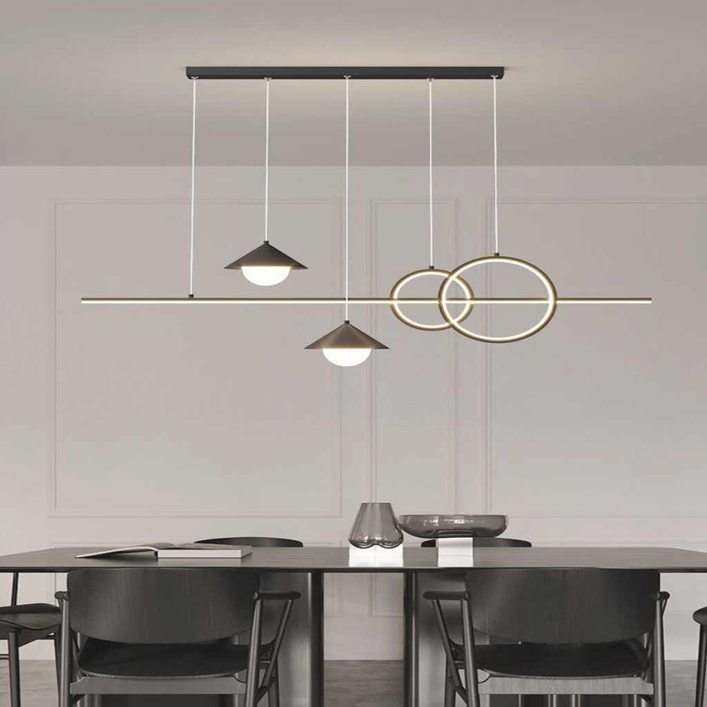 Chandelier Geometric Linear LED Black Dining Table