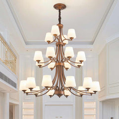 Chandelier Grand Long Tiered Glass Cup for High Ceiling Entry