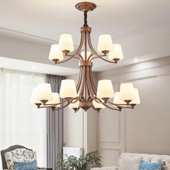 Chandelier Grand Long Tiered Glass Cup for High Ceiling Living Room