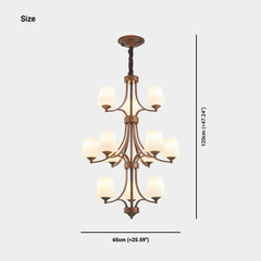 Chandelier Grand Long Tiered Glass Cup for High Ceiling Size