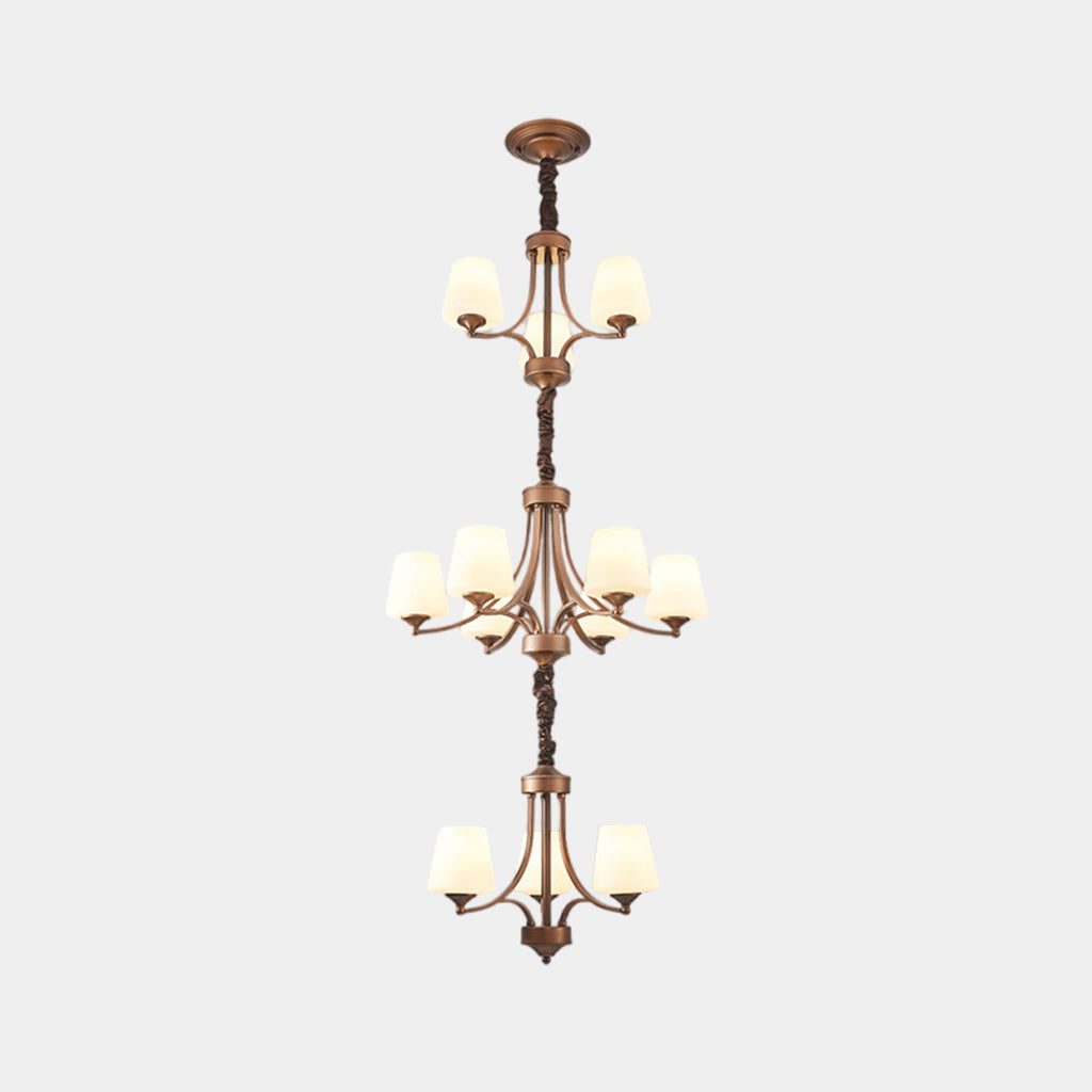 Chandelier Grand Long Tiered Glass Cup for High Ceiling