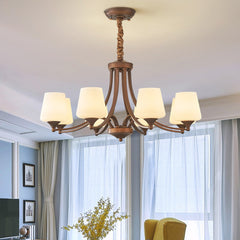 Chandelier Industrial Bronze Iron Glass Cup Room