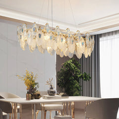 Chandelier Luxurious Crystal Glass Feather Dining Table