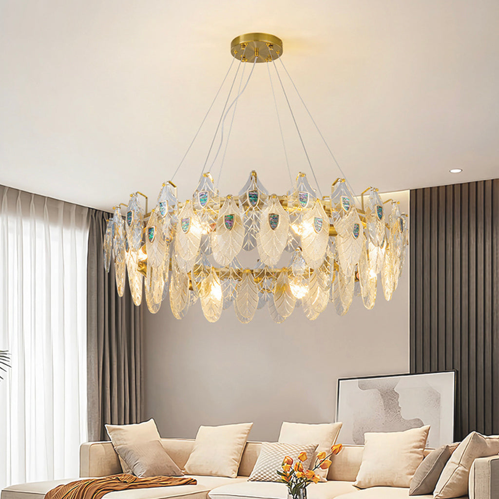 Chandelier Luxurious Crystal Glass Feather Living Room