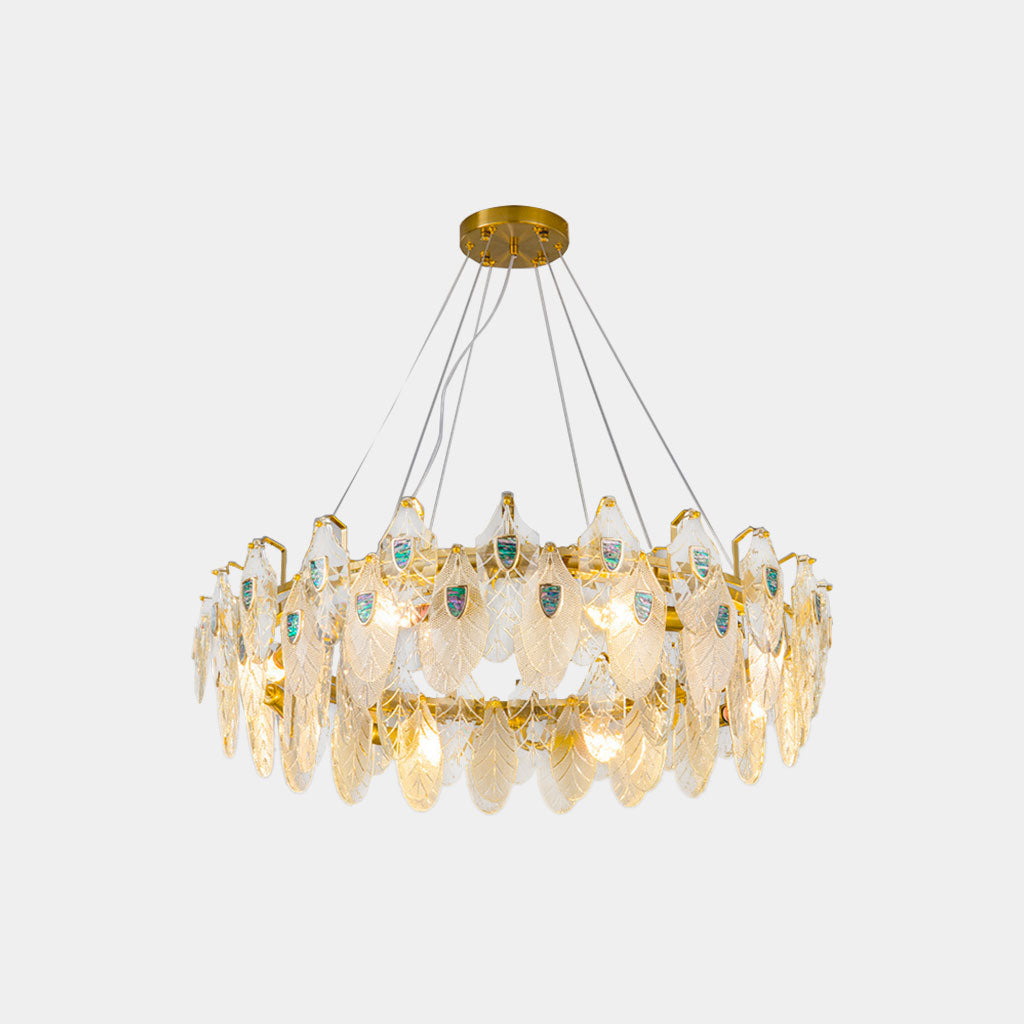 Chandelier Luxurious Crystal Glass Feather Round