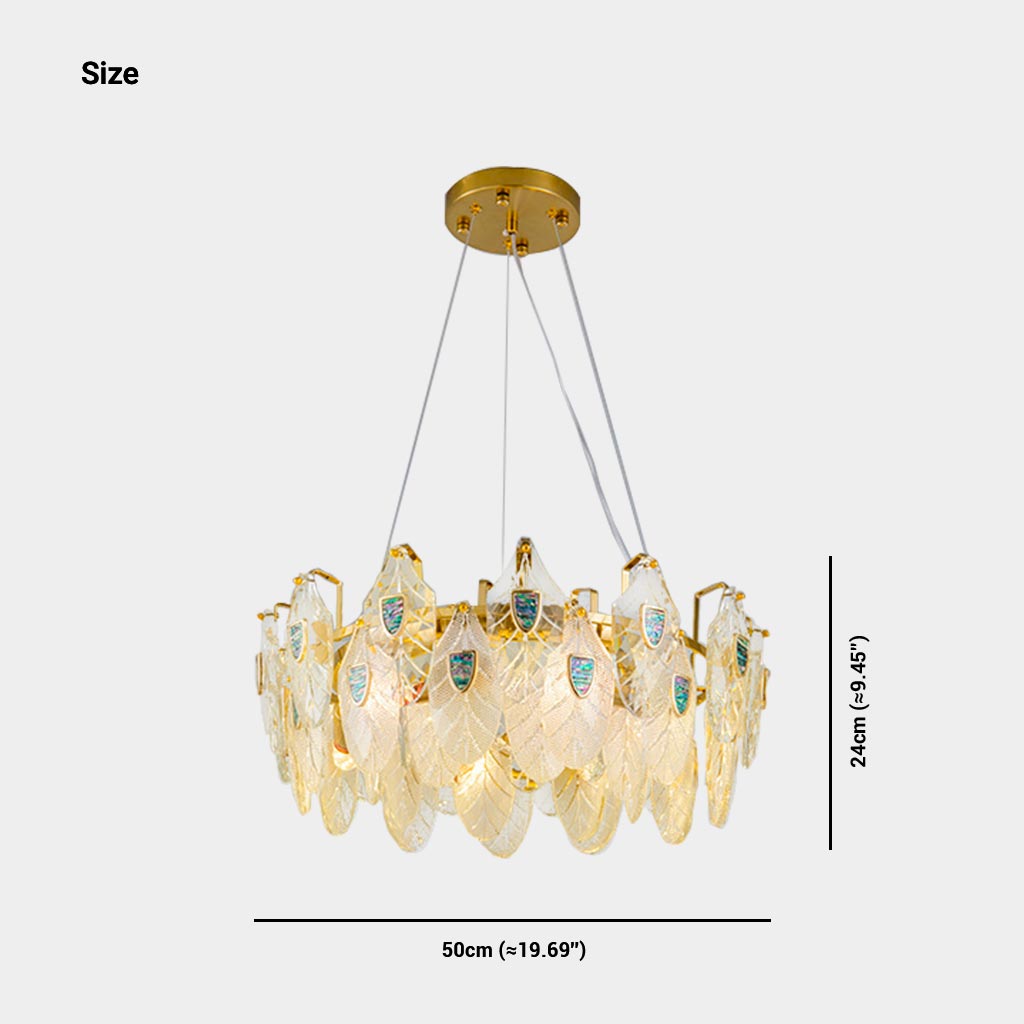 Chandelier Luxurious Crystal Glass Feather Size