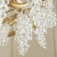 Chandelier Luxury Brass Branch Crystal Grape Detail