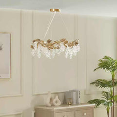 Chandelier Luxury Brass Branch Crystal Grape Living Room