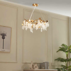 Chandelier Luxury Brass Branch Crystal Grape Room