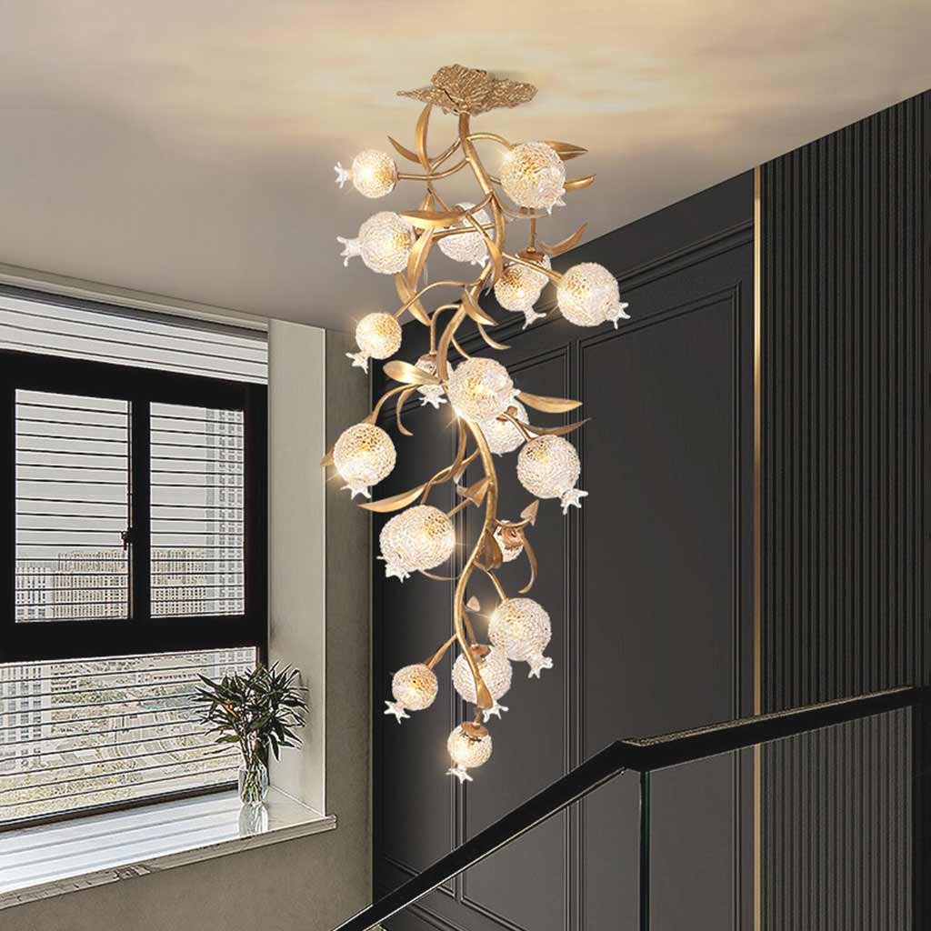 Chandelier Luxury Crystal Pomegranate for High Ceiling Hallway