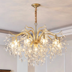 Chandelier Luxury French Decorative Gold Branch Crystal Drop