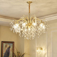 Chandelier Luxury French Decorative Gold Branch Crystal Drop