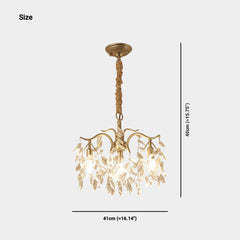 Chandelier Luxury French Decorative Gold Branch Crystal Drop