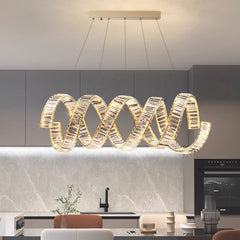 Chandelier Luxury Metal Crystal Wave Spiral LED, Gold