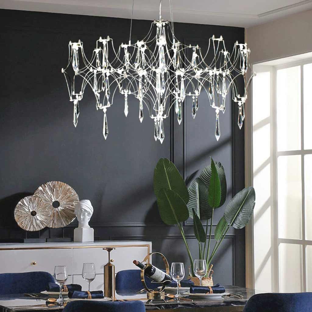 Chandelier Luxury Starry Firefly Mira Crystal LED Chrome Dining Table